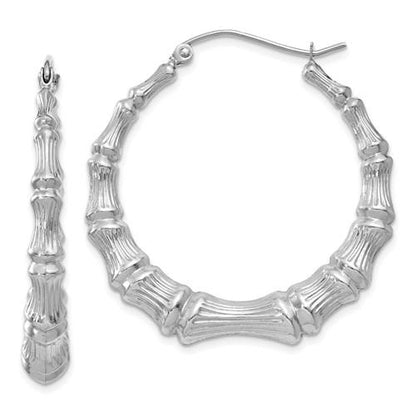 14k white gold bamboo hoop earrings 33mm