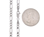 將圖片載入圖庫檢視器 14K White Gold 4mm Figaro Bracelet Anklet Choker Necklace Pendant Chain
