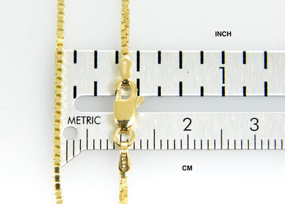 14k yellow gold 1.3mm box bracelet anklet choker necklace pendant chain