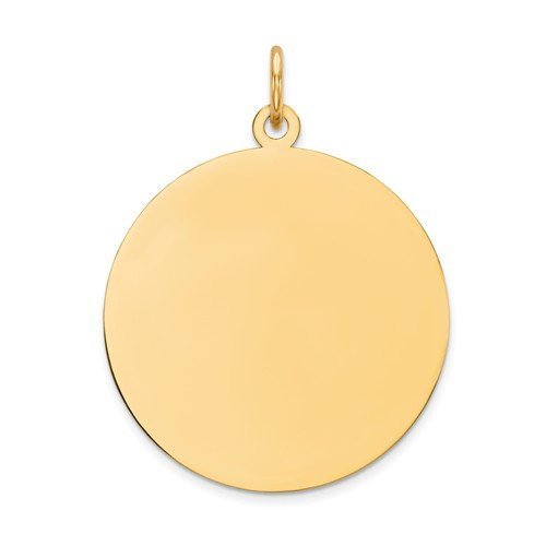 10k yellow gold 23mm round circle disc pendant charm personalized monogram engraved