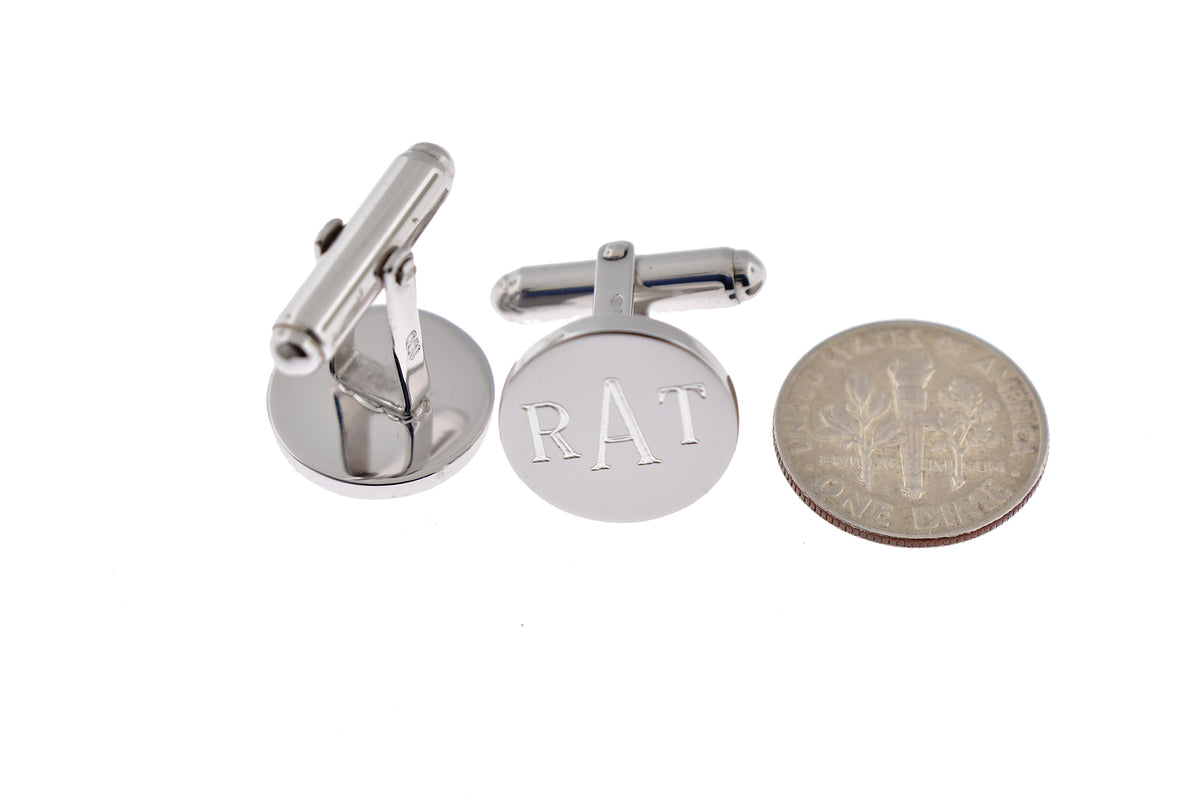 sterling silver round cufflinks cuff links engraved personalized monogram