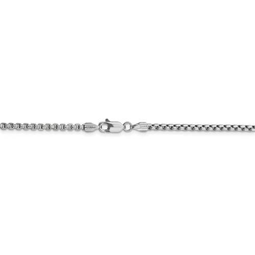14k white gold 2.45mm round box bracelet anklet choker necklace pendant chain lobster clasp