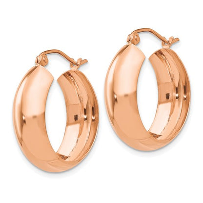 14k rose gold classic round hoop earrings click top