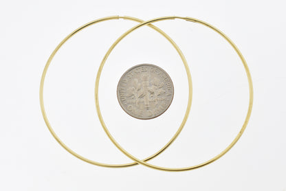 14k yellow gold extra large endless round hoop earrings 52mm x 1.25mm