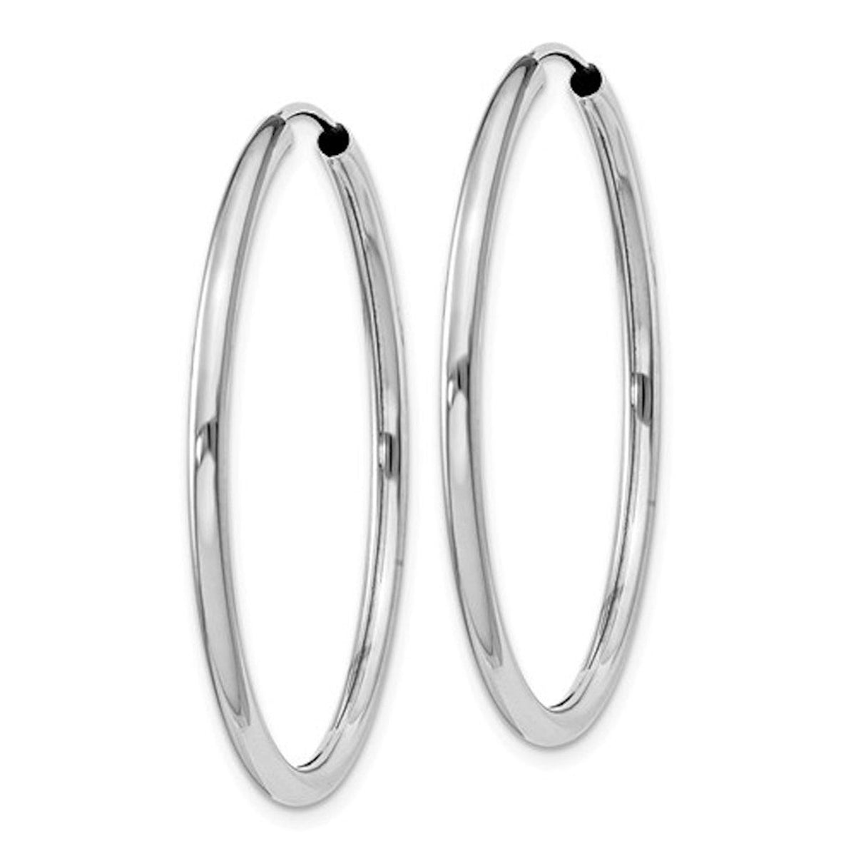 14k white gold round endless hoop earrings 34mm x 2mm
