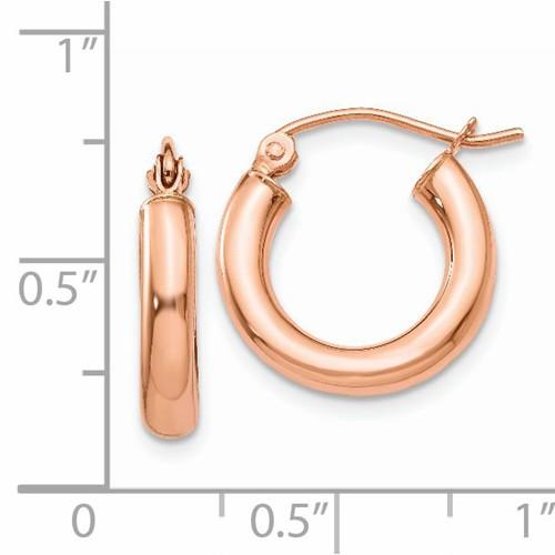 14k rose gold classic round hoop earrings 15mm x 3mm