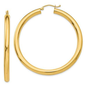 14k Yellow Gold Large Lightweight Classic Round Hoop Earrings 50mmx4mm