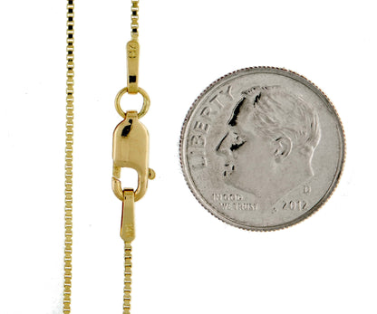 14k yellow gold 0.90mm box bracelet anklet choker necklace pendant chain lobster clasp
