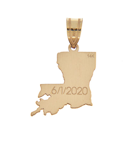 14k gold or sterling silver louisiana la state map pendant charm personalized monogram