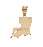 Kép betöltése a galériamegjelenítőbe: 14K Gold or Sterling Silver Louisiana LA State Map Pendant Charm Personalized Monogram
