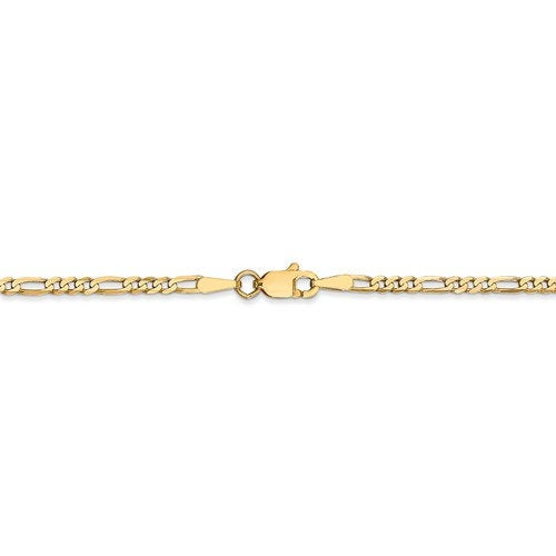 14k yellow gold 2.25mm flat figaro bracelet anklet choker necklace pendant chain