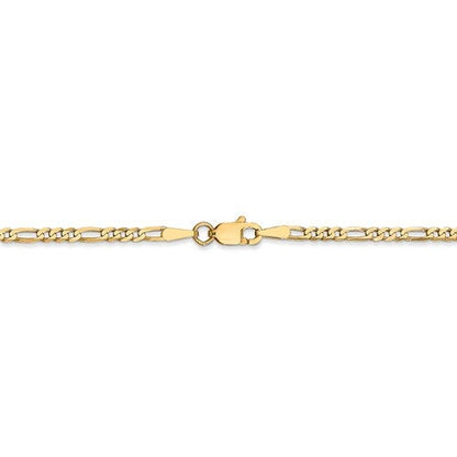 14k yellow gold 2.25mm flat figaro bracelet anklet choker necklace pendant chain
