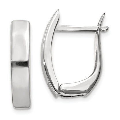 14k white gold classic huggie hinged hoop earrings 19mm x 12mm x 4mm