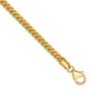 14K Yellow Gold 3mm Franco Bracelet Anklet Choker Necklace Pendant Chain