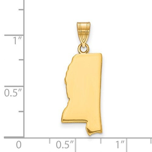 14k gold or sterling silver mississippi ms state map pendant charm personalized monogram