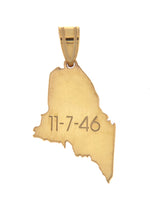 Charger l&#39;image dans la galerie, 14K Gold or Sterling Silver Maine ME State Map Pendant Charm Personalized Monogram
