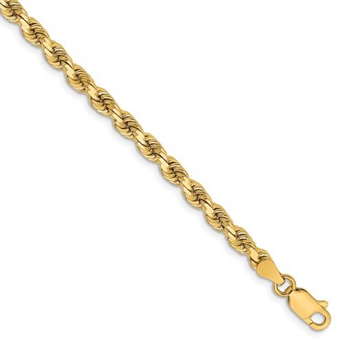 14K Solid Yellow Gold 3.75mm Diamond Cut Rope Bracelet Anklet Choker Necklace Pendant Chain
