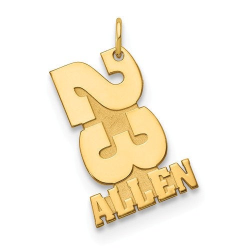 14k 10k yellow white gold sterling silver stacked number name pendant charm custom made personalized