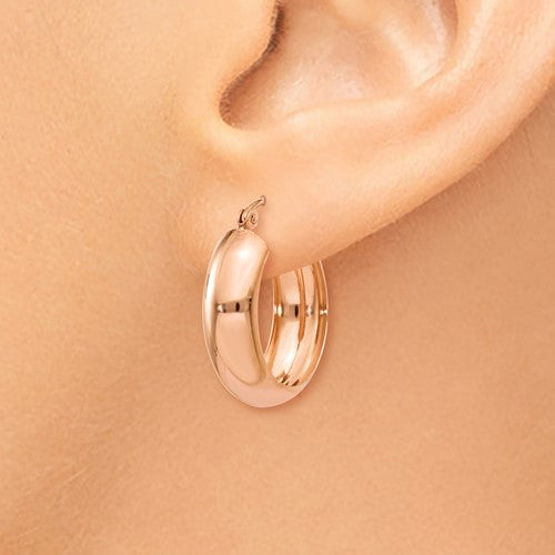 14k rose gold classic round hoop earrings click top
