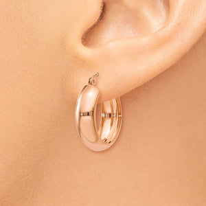 14K Rose Gold Classic Round Hoop Earrings Click Top