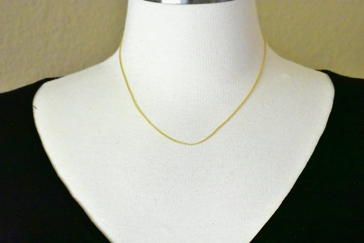14k yellow gold diamond cut 1mm spiga wheat bracelet anklet choker necklace pendant chain
