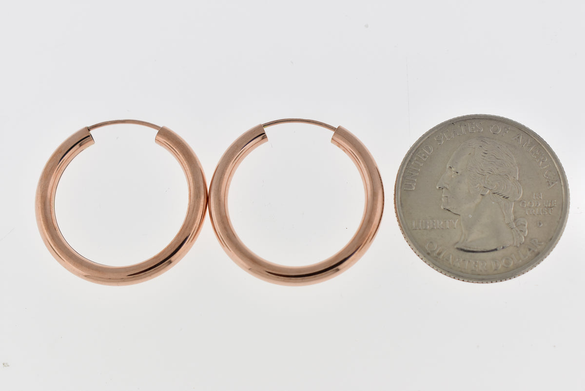 14k rose gold classic endless round hoop earrings 24mm x 2.75mm