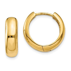 14k Yellow Gold Classic Huggie Hinged Hoop Earrings 15mm x 15mm x 4mm