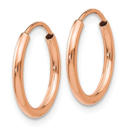 14k rose gold classic endless round hoop earrings 13mm x 1.5mm
