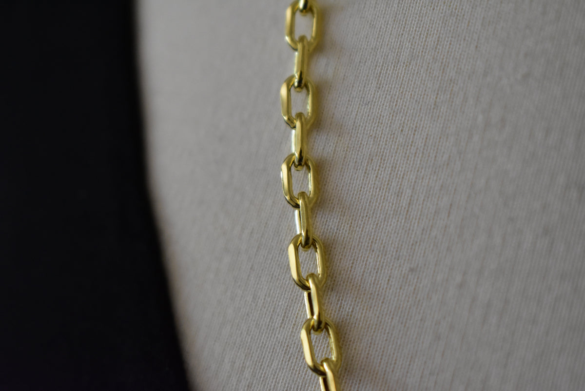 14k yellow gold 4.9mm open link cable bracelet anklet necklace pendant chain