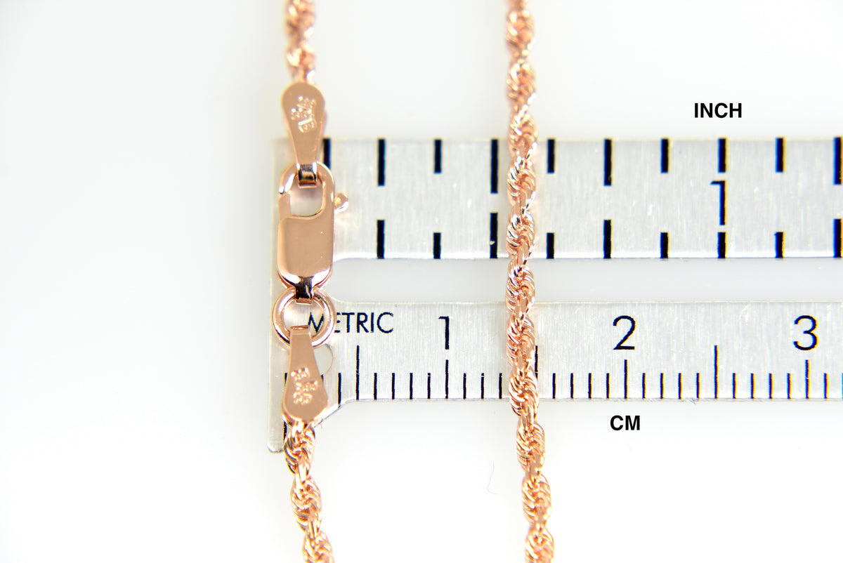14k rose gold 1.75mm diamond cut rope bracelet anklet necklace choker pendant chain