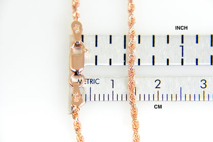 14k rose gold 1.75mm diamond cut rope bracelet anklet necklace choker pendant chain