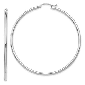 14k White Gold 2.13 inch Classic Round Hoop Earrings 54mmx2mm
