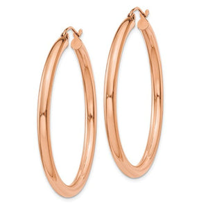14K Rose Gold Classic Round Hoop Earrings 40mm x 3mm