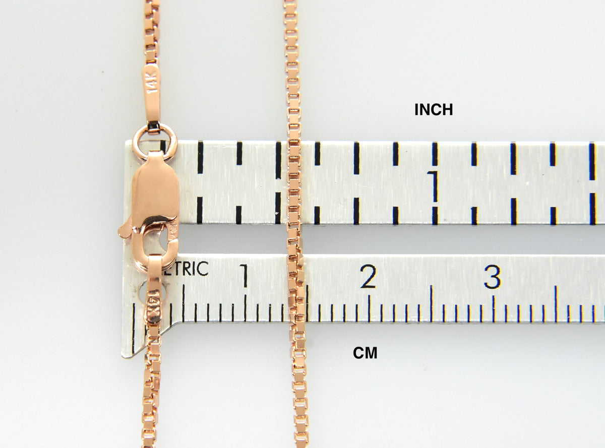 14k rose gold 1.3mm box link bracelet anklet choker necklace pendant chain