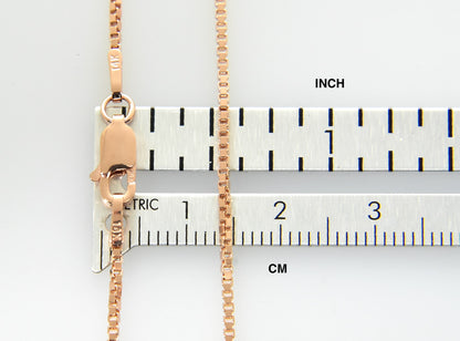 14k rose gold 1.3mm box link bracelet anklet choker necklace pendant chain