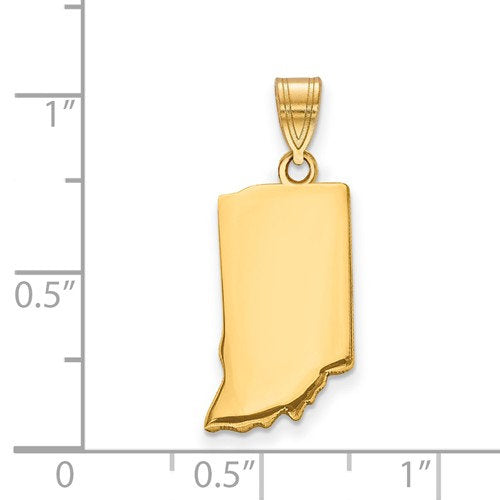 14k gold or sterling silver indiana in state map pendant charm personalized monogram
