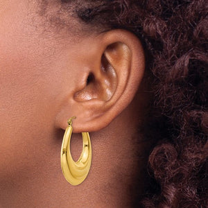 14K Yellow Gold Classic Fancy Hoop Earrings 26mm