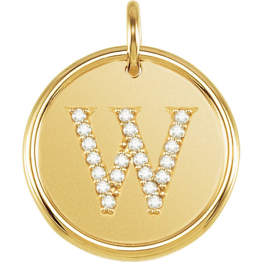 14k yellow rose white gold genuine diamond uppercase letter w initial alphabet pendant charm custom made personalized engraved
