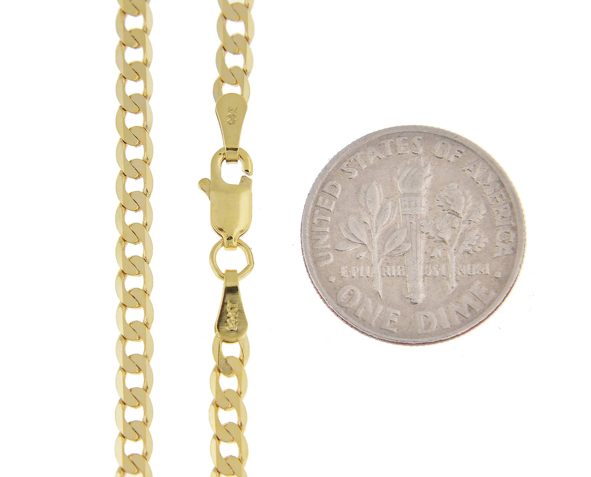 14k yellow gold 2.9mm beveled curb link bracelet anklet choker necklace pendant chain