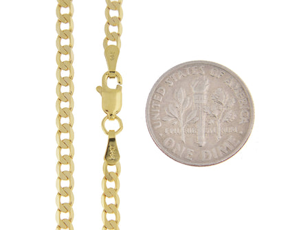 14k yellow gold 2.9mm beveled curb link bracelet anklet choker necklace pendant chain