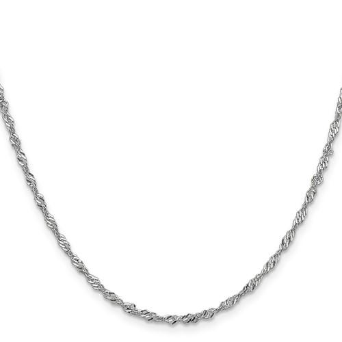 14k white gold 1.9mm singapore twisted bracelet anklet choker necklace pendant chain