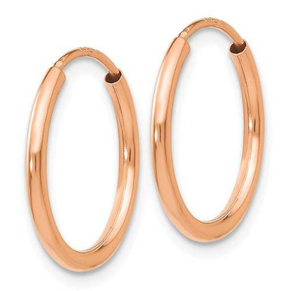 14k rose gold classic endless round hoop earrings 15mm x 1.5mm