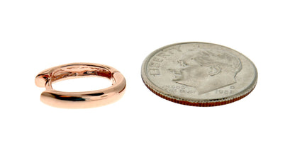 14k rose gold classic huggie hinged hoop earrings 13mm x 10mm x 3mm