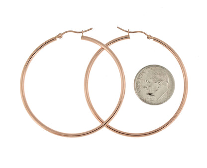 14k rose gold classic round hoop earrings 44mm x 2mm