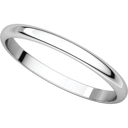 14k white gold 2mm wedding anniversary promise ring band half round light