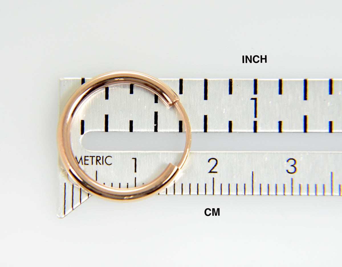 14k rose gold classic endless round hoop earrings 16mm x 2mm
