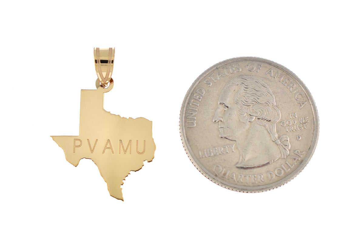 14k gold or sterling silver texas tx state map pendant charm personalized monogram
