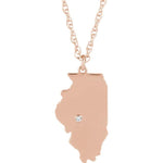 Load image into Gallery viewer, 14k 10k Yellow Rose White Gold Diamond Silver Illinois IL State Map Personalized City Necklace
