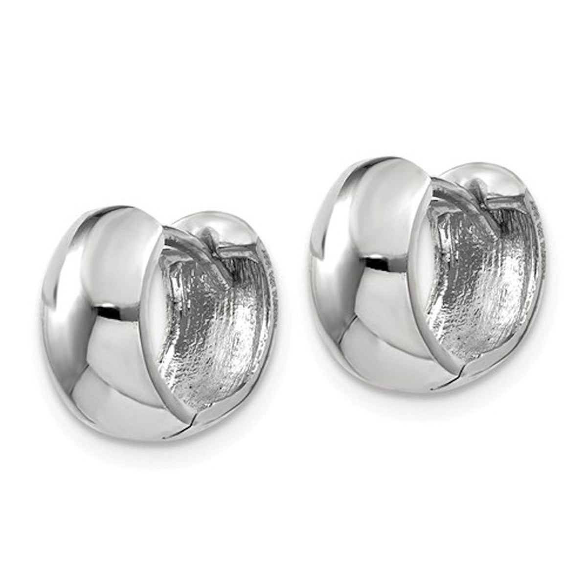 14k white gold classic huggie hinged hoop earrings 9mm x 6mm
