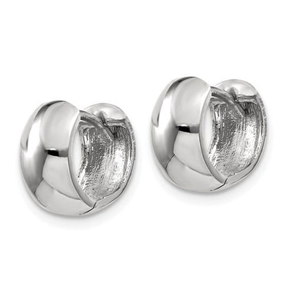 14k white gold classic huggie hinged hoop earrings 9mm x 6mm